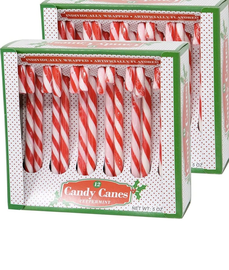Candy Canes Peppermint ( Red & White) Gift Set | 12 Pieces Per Box - 2 Pack | Individually Wrapped | Includes To & From Gift Tags (Red), 12 Count (Pack of 2) - Image 1